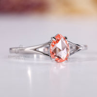 White gold ring, solitaire engagement ring, handmade jewelry
