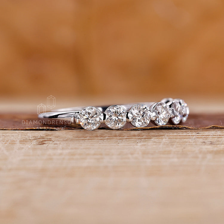 Shared prong wedding band white gold wedding band handmade band
