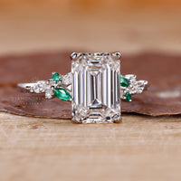 Muse Style Emerald Cut Diamond Engagement Ring for a modern and stylish touch.
