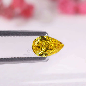 Yellow Pear diamond loose lab grown diamond
