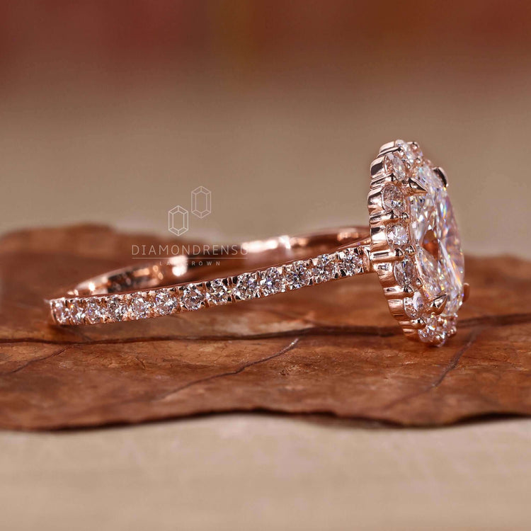 IGI Certified Oval Lab Grown Diamond Halo Engagement Ring for Women