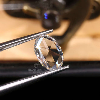Loose lab grown diamond in oval rose cut is IGI certified.
