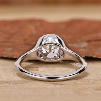 White Gold Bezel Set Cushion Cut Engagement Ring