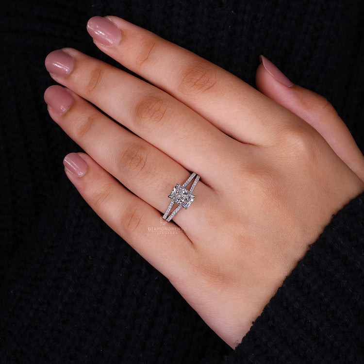 Pave Diamond Ring crafted to enhance the center stone's brilliance.