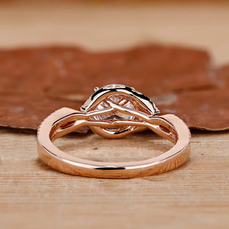 Round Cut Diamond Twisted Pave Engagement Ring