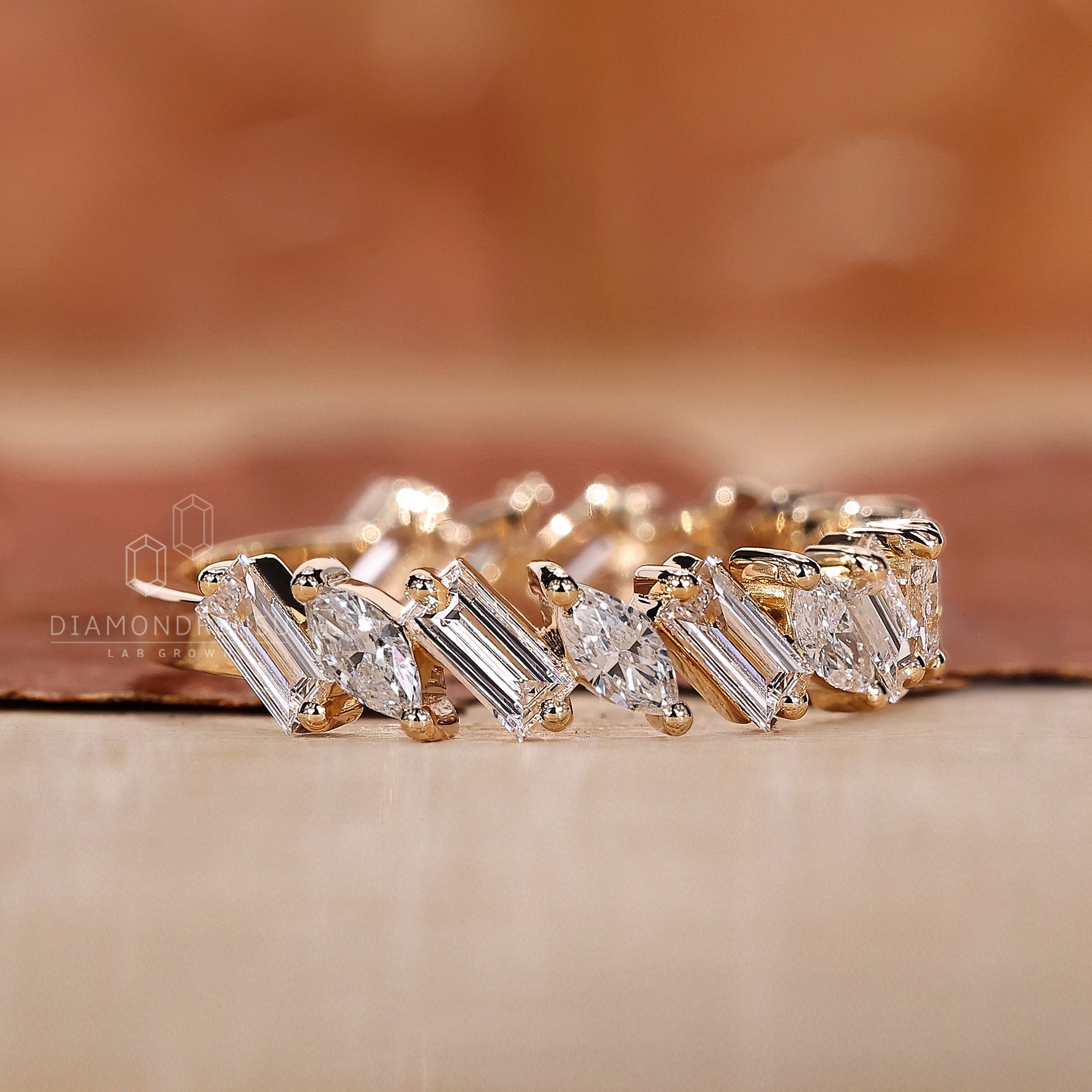 Baguette Half Eternity Band with a classic design.
