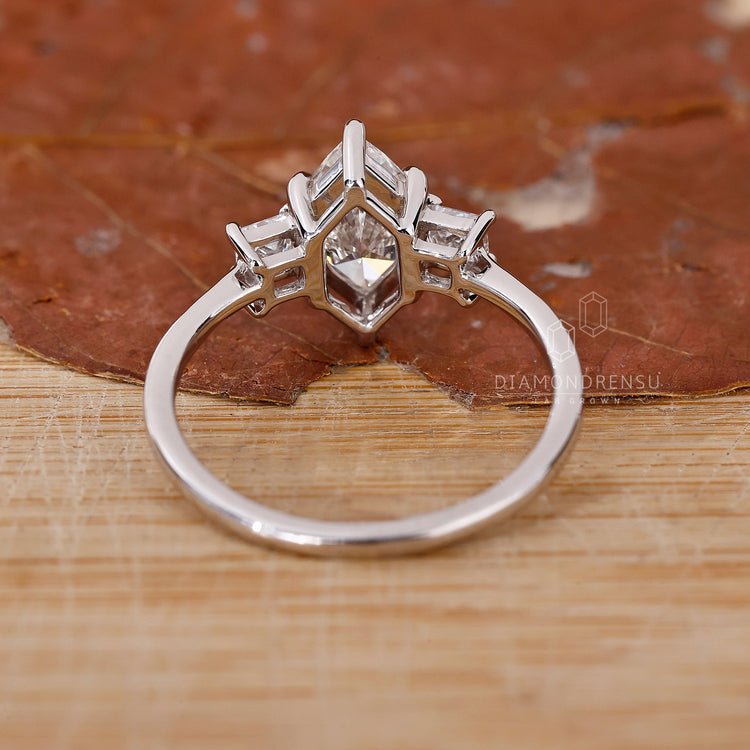 Princess Cut Side Stone Ring with a captivating, modern look.