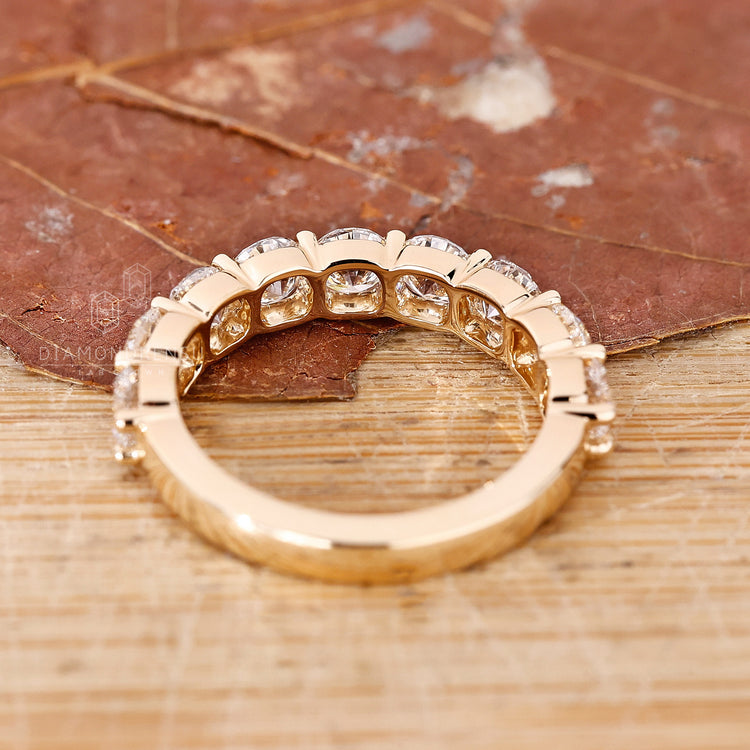 Wedding band stack for a stylish layered look.
