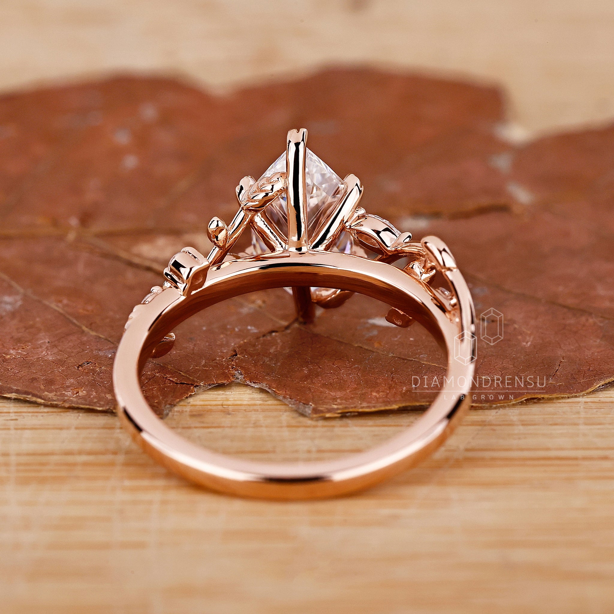 Elegant Rose Gold Dutch Marquise Engagement Ring with Lab Grown Diamond