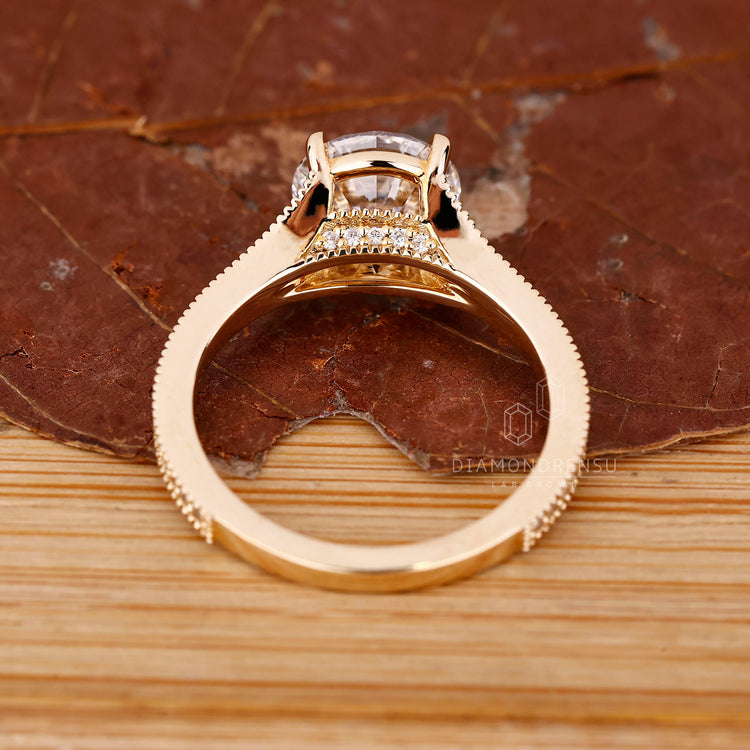 Lab Grown Diamond set in yellow gold ring.
