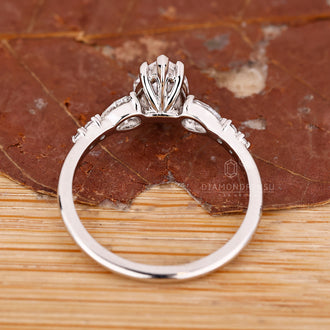 Custom pear diamond engagement ring.
