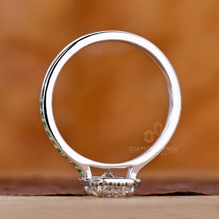 4 Prong Claw Setting holding a radiant cut diamond in style.
