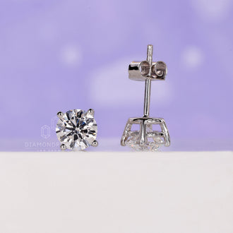 White gold earrings, white gold stud earrings, handmade jewelry
