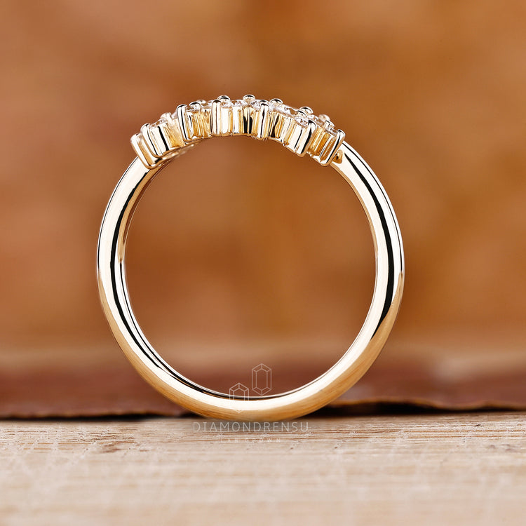 Elegant handmade jewelry featuring a diamond wedding band.
