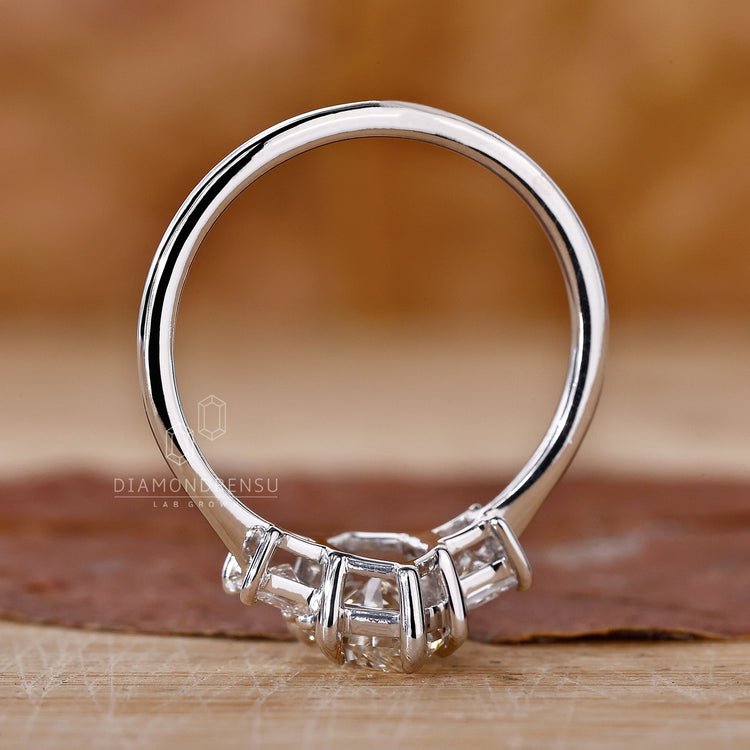 6 Prong Claw Setting in a beautiful 3 Stone Engagement Ring.
