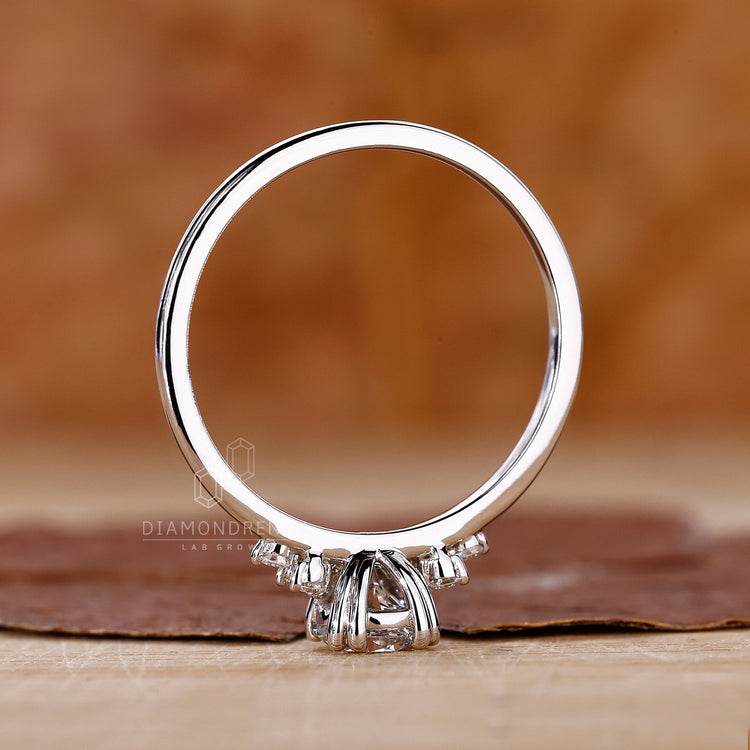 Lab Grown Diamond set in a handmade round diamond ring.
