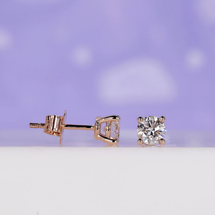 Diamond stud earrings designed with a stylish prong setting.
