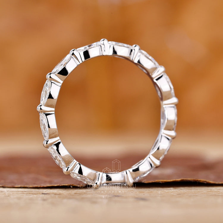 Marquise Shape Lab Grown Diamond Eternity Minimalist Wedding Band