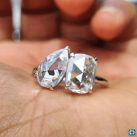 Cushion rose cut ring features rounded edges and timeless appeal.
