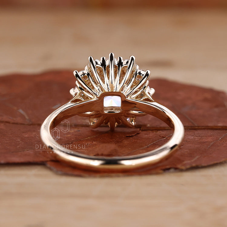 Round diamond engagement ring with a modern touch.
