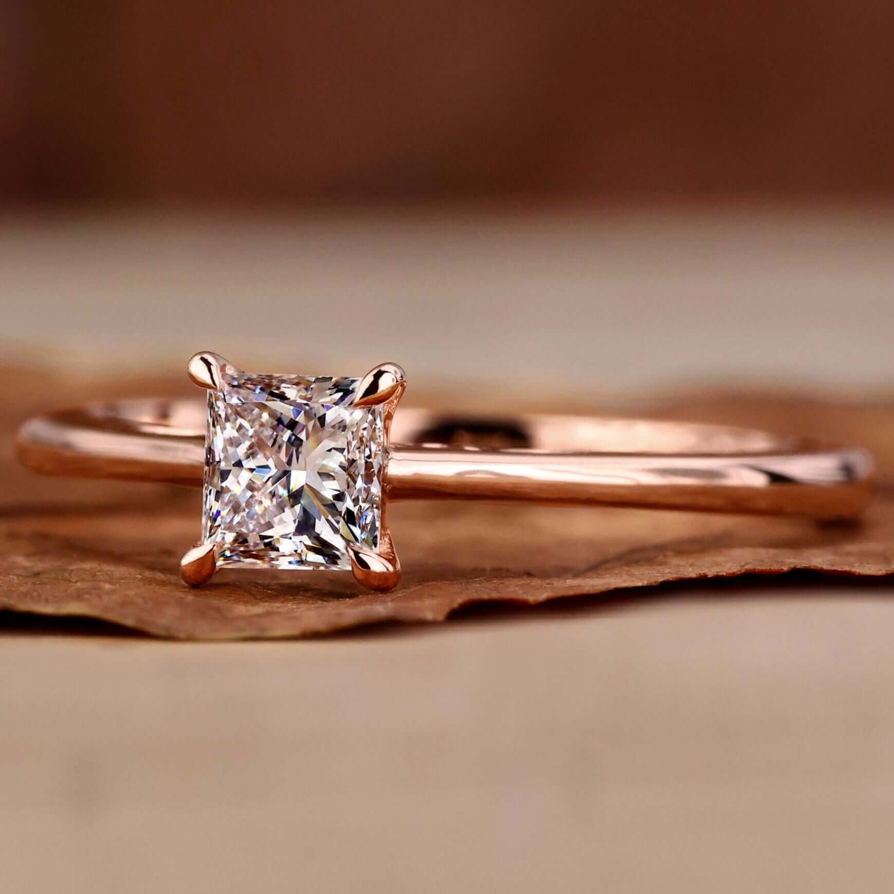 Diamond Sing R Princess Cut Diamond Ring, Lab Grown Diamond Solitaire Engagement Ring