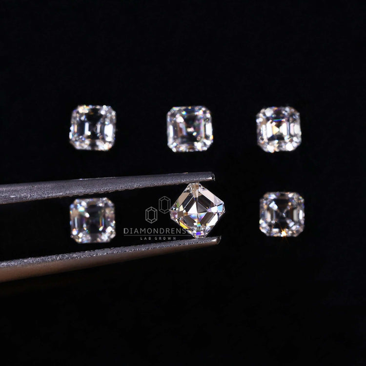 Asscher cut diamond available as a loose lab grown diamond.
