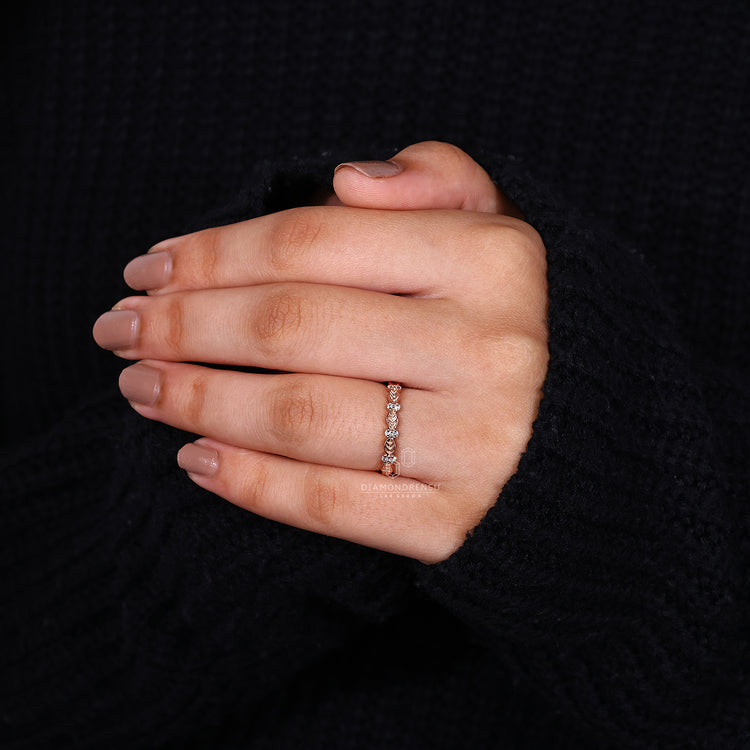 Handmade nature inspired wedding rings with leaf designs, perfect for a unique wedding