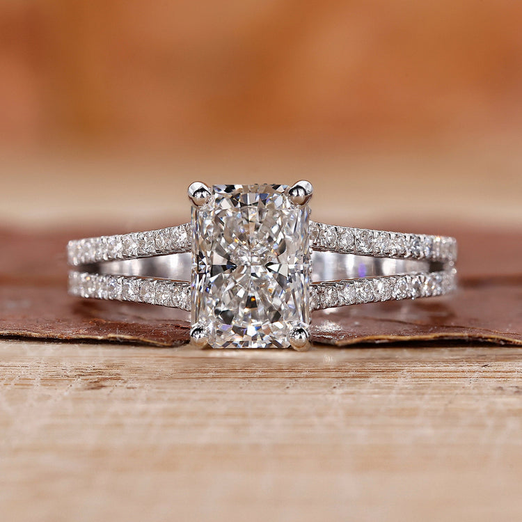 Hidden Halo Radiant Engagement Ring with a stunning radiant cut.
