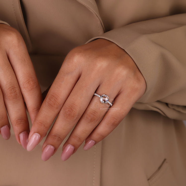 Hidden halo engagement ring for a subtle, elegant sparkle.
