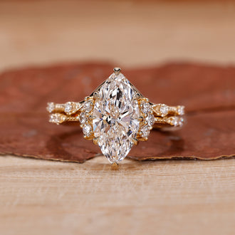Marquise Diamond Bridal Ring Set with stunning Claw Prongs.
