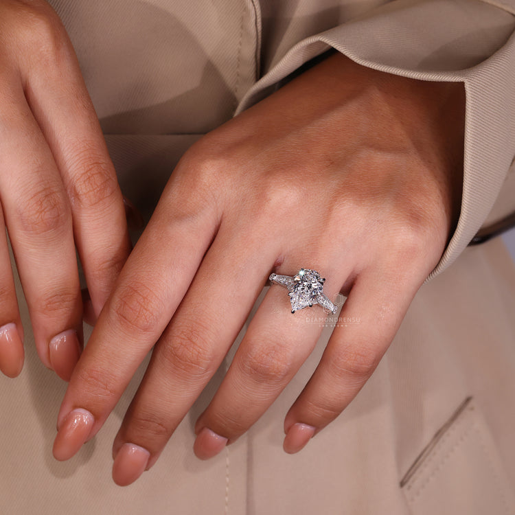 Pear Diamond Ring in a stunning cathedral setting.
