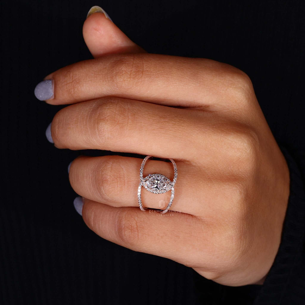 marquise cut lab grown diamond ring