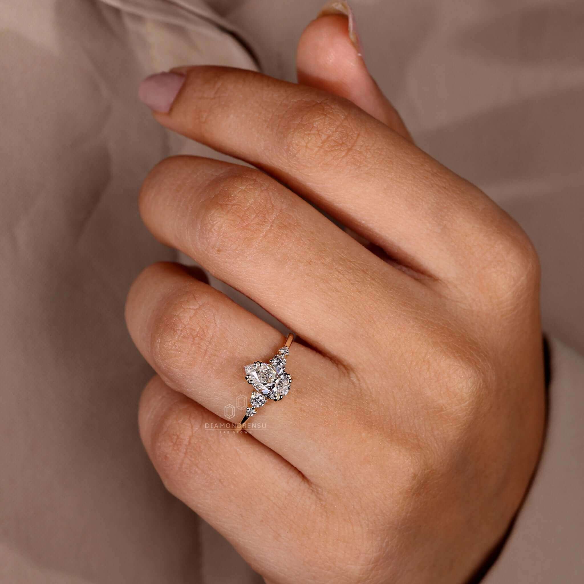 certified pear cut diamond ring