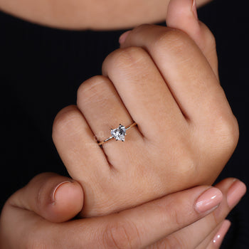 Heart cut diamond ring for a timeless look.
