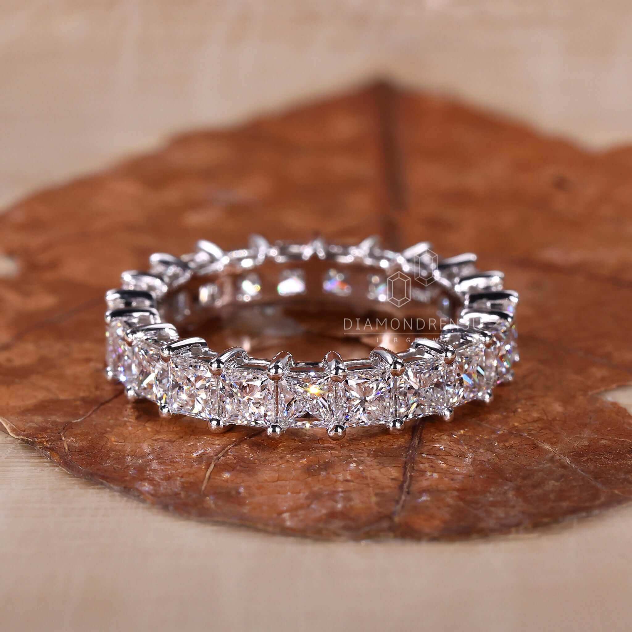 Princess Cut Lab Grown Diamond Eternity Wedding Band for Women