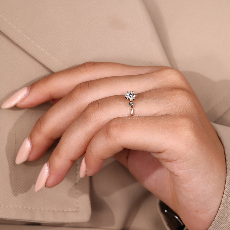 Custom engagement ring made with 3 stone diamond ring.
