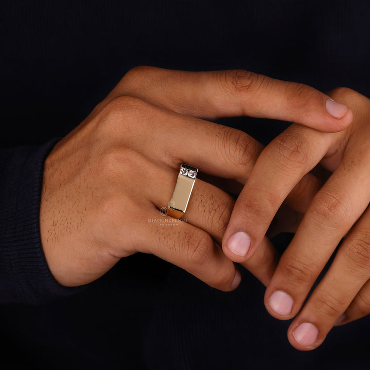 Gold mens ring with a sleek and modern finish.
