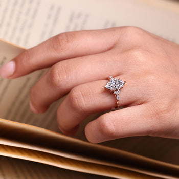 IGI certified marquise shaped diamond ring with 6 prong claw setting.
