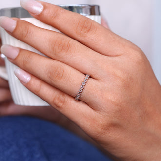 Milgrain rose gold eternity band.
