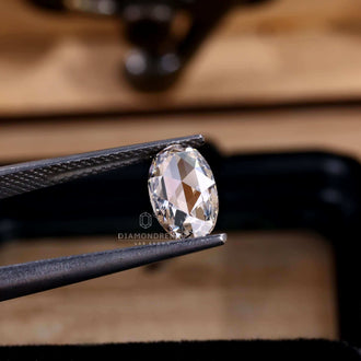 1 carat lab grown diamond in oval rose cut shape.