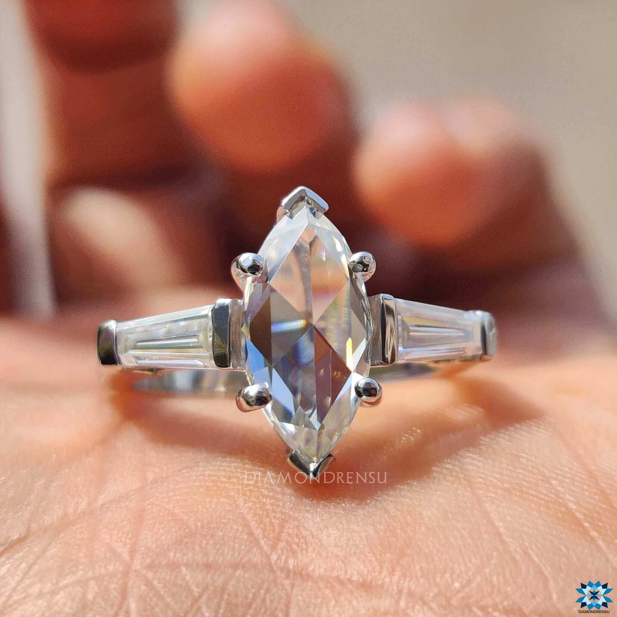 marquise rose cut engagement ring