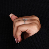 Pave Ring with radiant diamonds for an elegant design.
