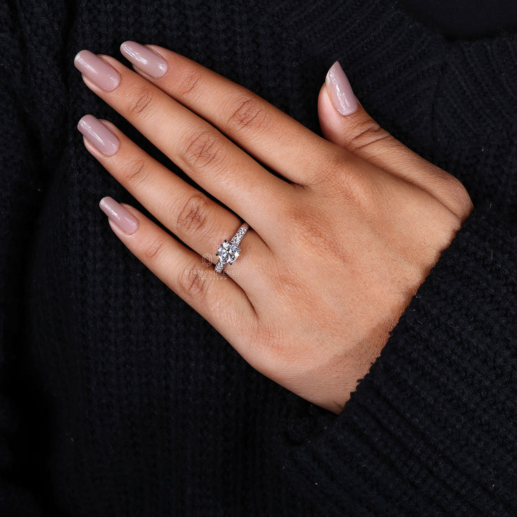 Pave Diamond Ring with a secure 4 prong claw setting.