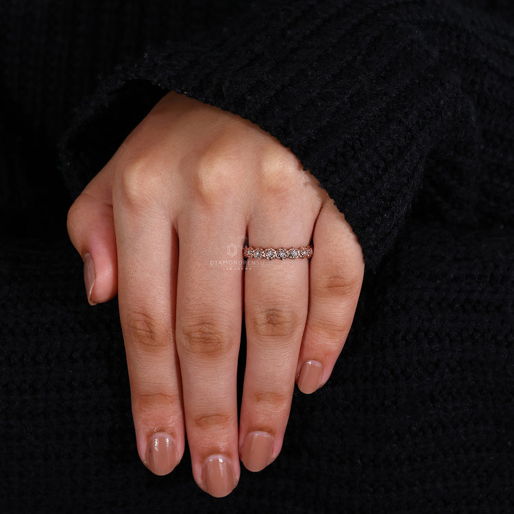 Lab grown diamond band offering brilliant shine.
