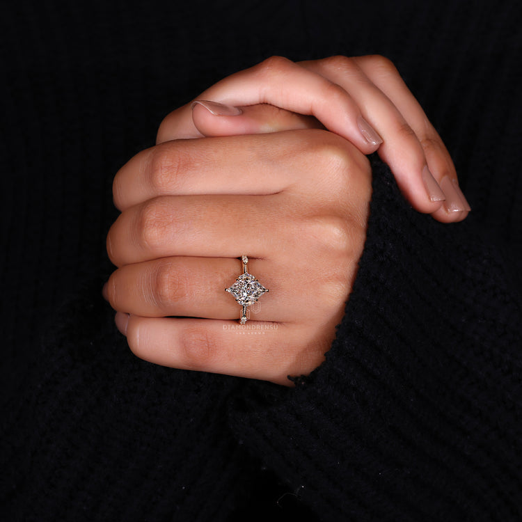 IGI certified Dutch marquise diamond engagement ring in gold.
