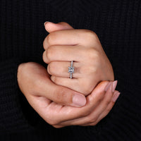 Custom engagement ring features a 4 claw prong setting.
