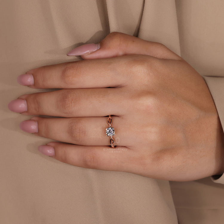 Solitaire Engagement Ring crafted in stunning rose gold.
