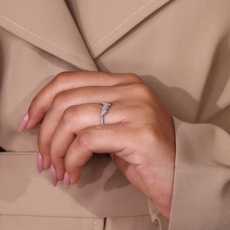 Double row diamond band with lab-grown stones
