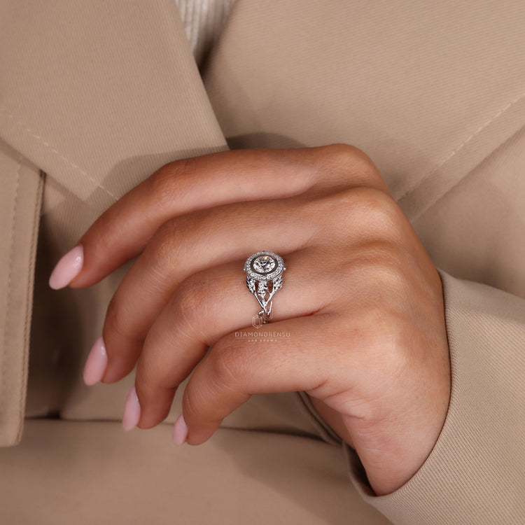 Elegant bezel setting engagement ring with a lab grown diamond for a modern look.
