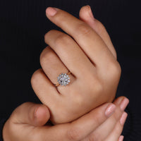 Cushion cut ring featuring a classic handmade design.

